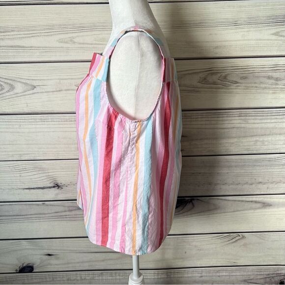 Talbots Pink Colorful Metallic Stripe Square Neck Tank Top - Picture 7 of 10